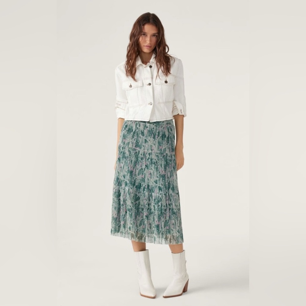 NWT BA&SH Green Voly Midi Skirt - Size 44 (US 10)